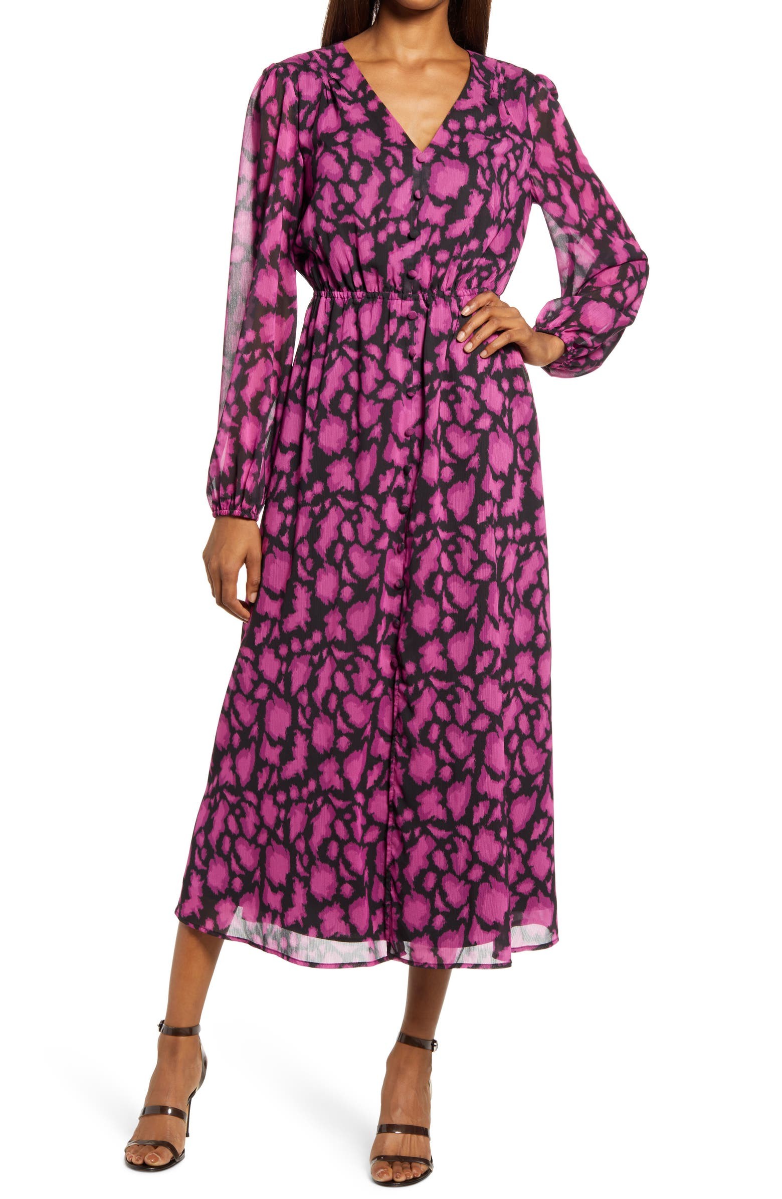 Chelsea28 Button Long Sleeve Midi Dress | Nordstrom | Nordstrom