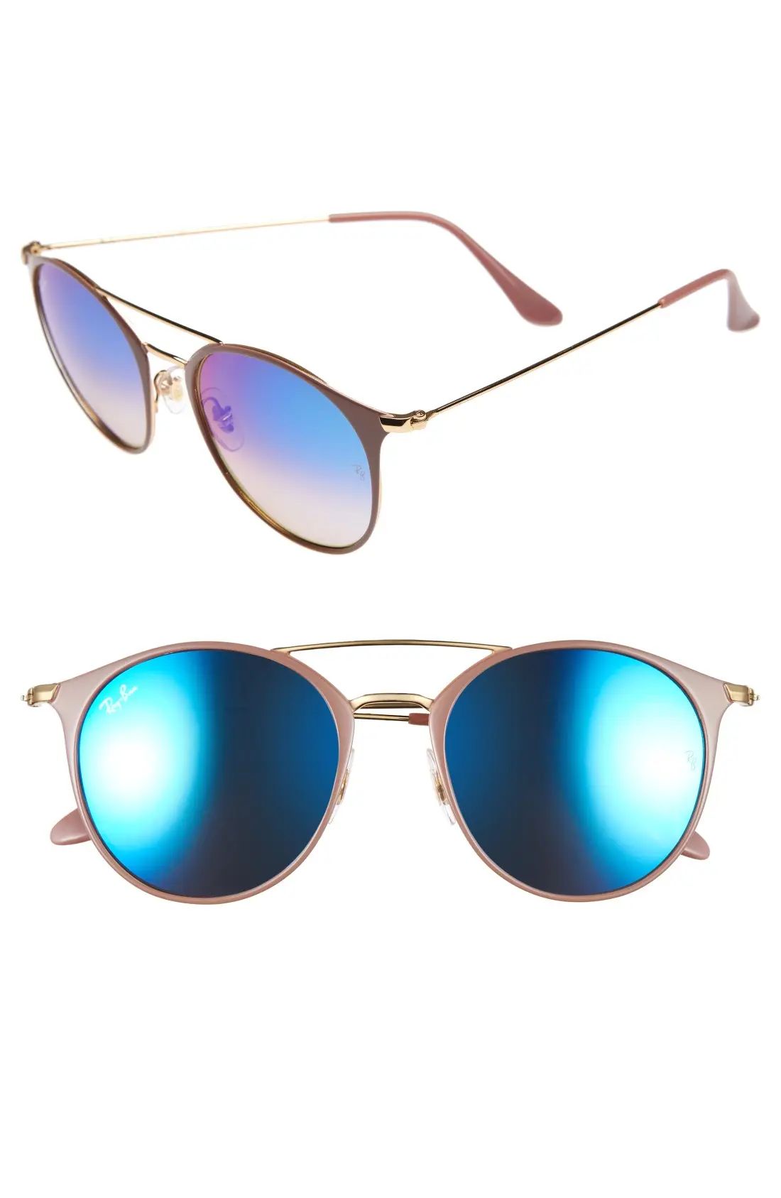 Highstreet 52mm Round Brow Bar Sunglasses | Nordstrom