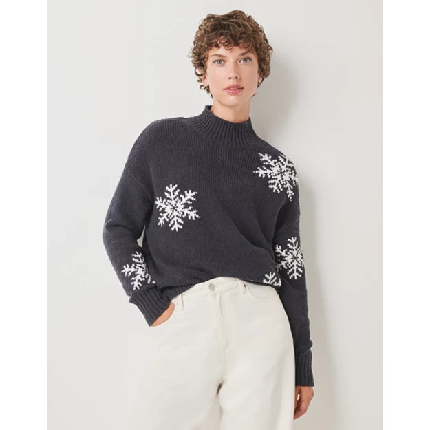 Snowflake Funnel Neck Jumper with Organic Cotton | The White Company UK & ROW