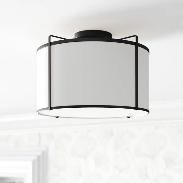 Loney 2 - Light 12'' Shaded Drum Flush Mount | Wayfair North America