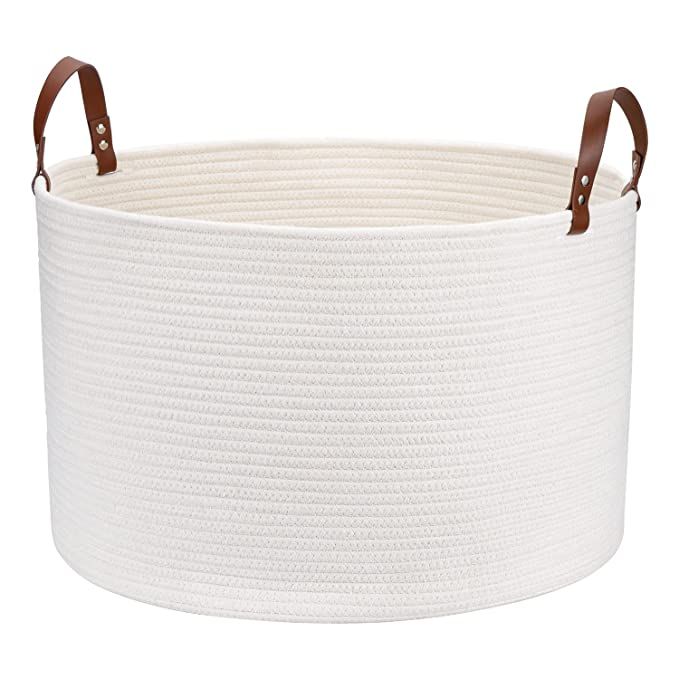XXL Large Baskets for Storage 20"X20"X13" Cotton Rope Blanket Basket Laundry Basket Hamper- Hombi... | Amazon (US)