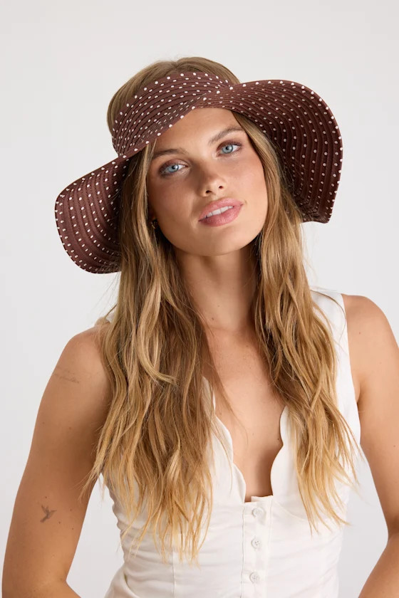 Dot Brown Polka Dot Woven Roll-Up Visor | Lulus