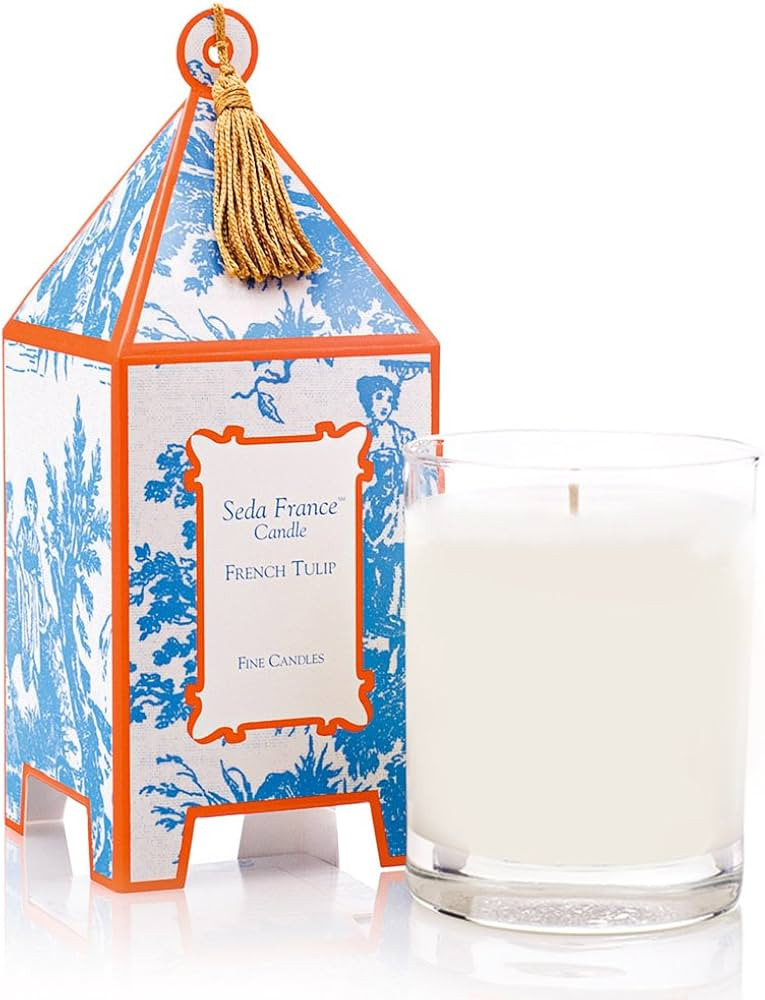 Seda France Classic Toile Pagoda Box Candle, French Tulip, Clove, White, 10.2 Oz | Amazon (US)