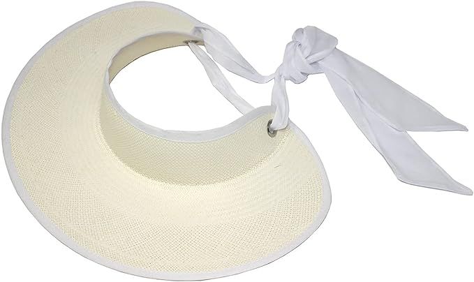 Amazon.com: Sensi Studio, Long Brim Visera With Adjustable Cotton Voile, Unique, White Straw / Wh... | Amazon (US)