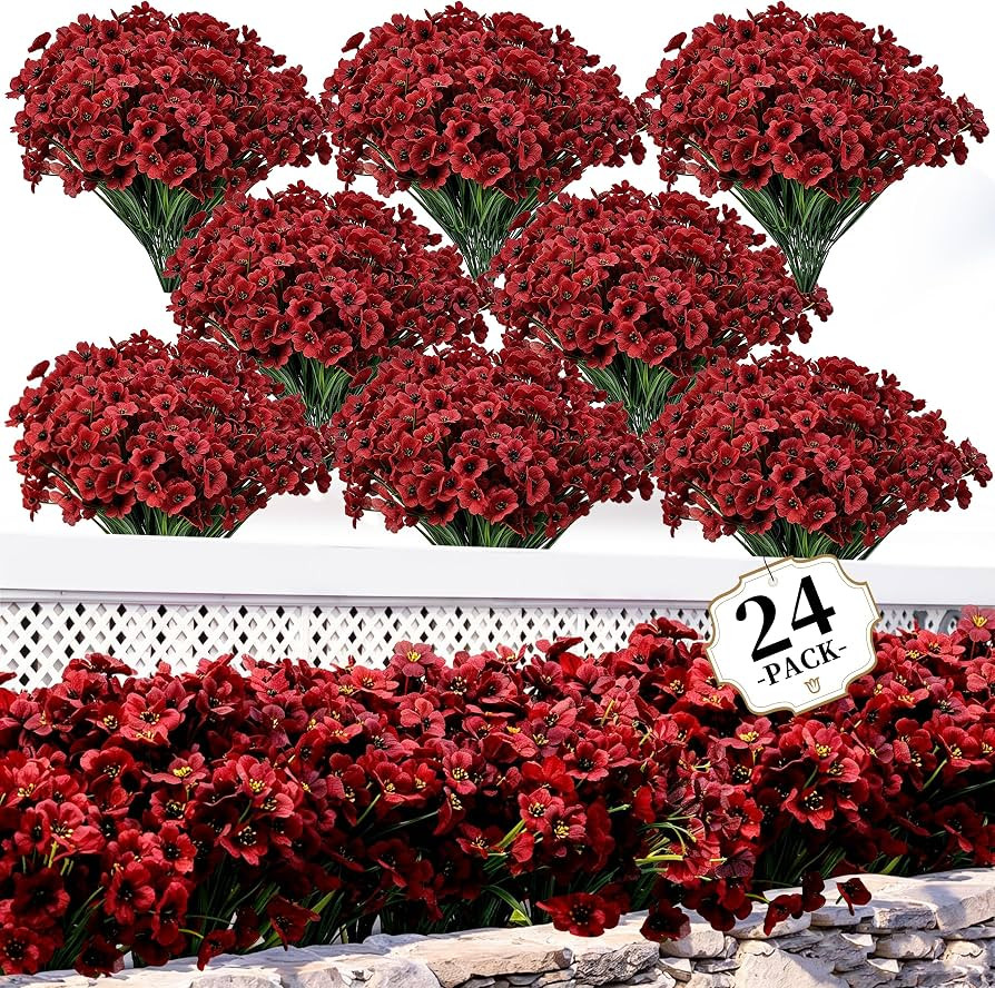 Artificial Flowers for Outdoors/Indoors Fake Mums Flowers Plants for Outside Garden Porch Window ... | Amazon (US)