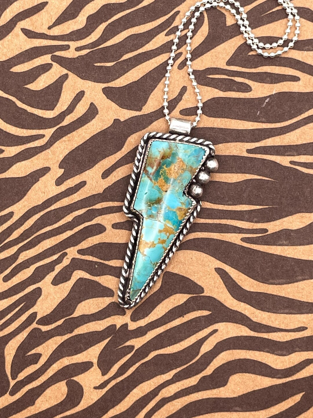 Blake-turquoise Lightning Bolt Pendant - Etsy | Etsy (US)