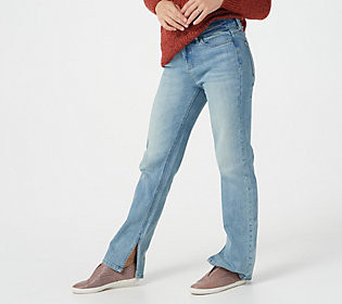 As Is Peace Love World Regular Inside Slit Jeans | QVC