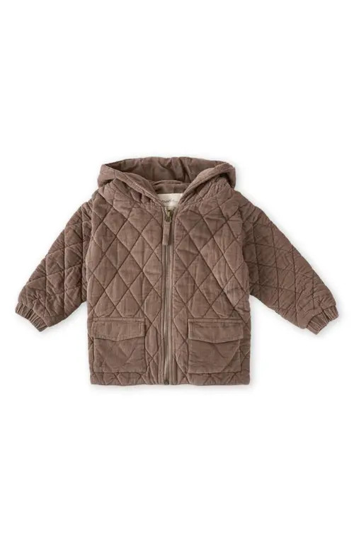 Pehr Organic Cotton Corduroy Quilted Hooded Jacket in Brown at Nordstrom, Size 6-12M | Nordstrom