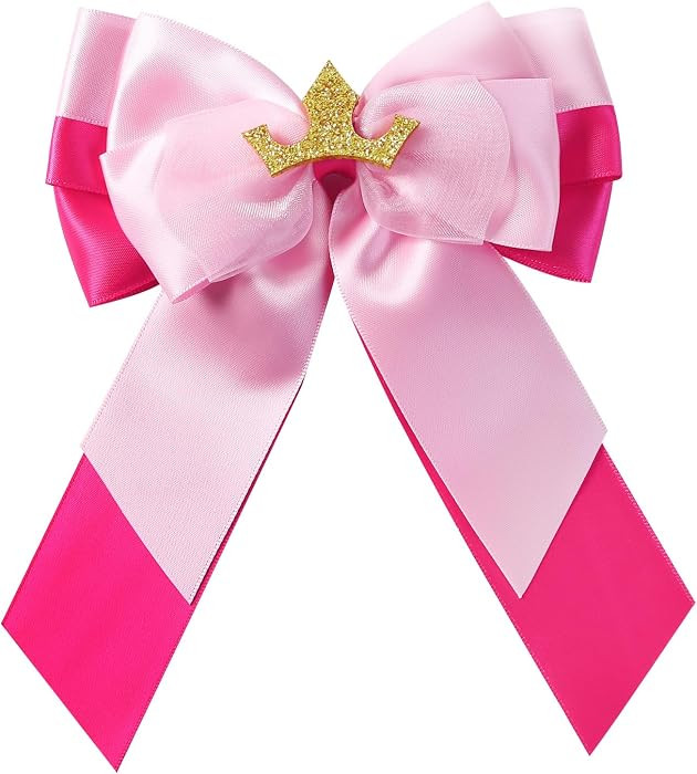 Princess Hair Bows Clips for Girls Women 5Inch Fairy Hair Accessories Pink | Amazon (US)