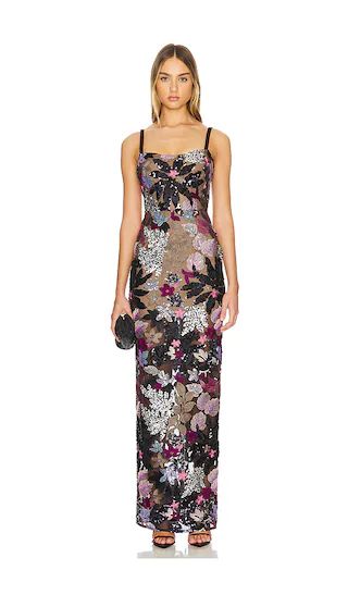 Dahlia Leona Embroidered Gown in Silver Multi | Revolve Clothing (Global)