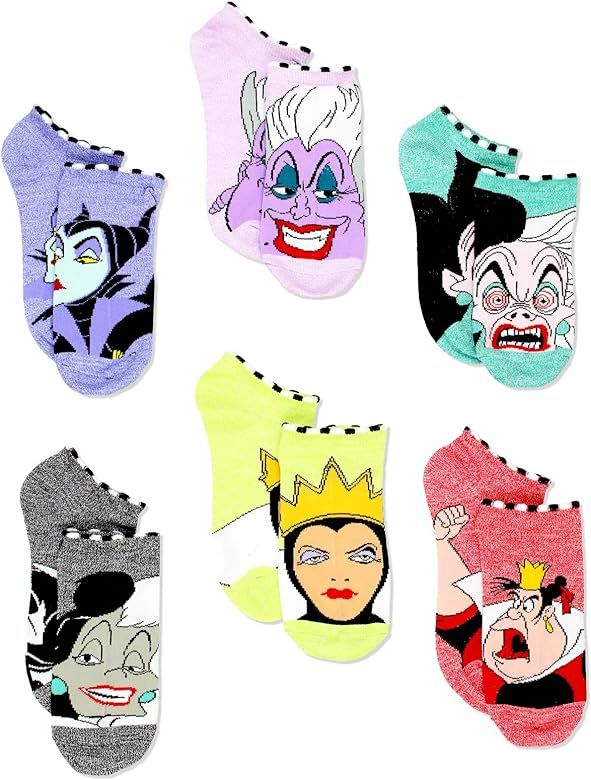 Disney Villains Teen Womens 6 Pack Socks (Teen/Adult) | Amazon (US)