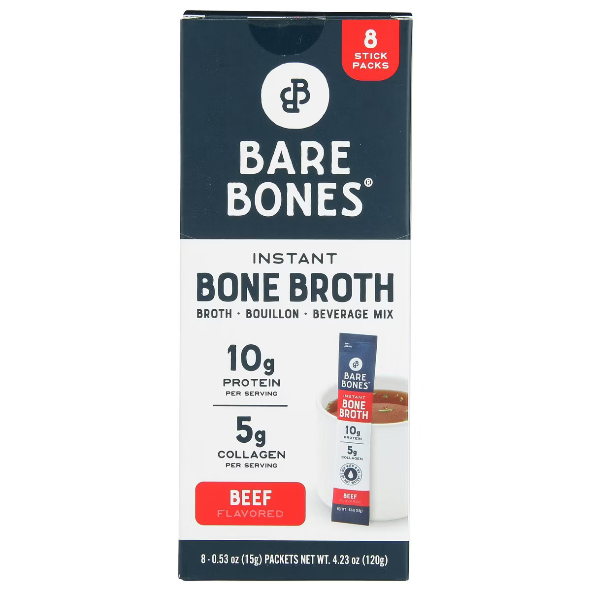 Bare Bones Gluten Free Beef Flavored Instant Bone Broth - 4.23oz/8ct | Target