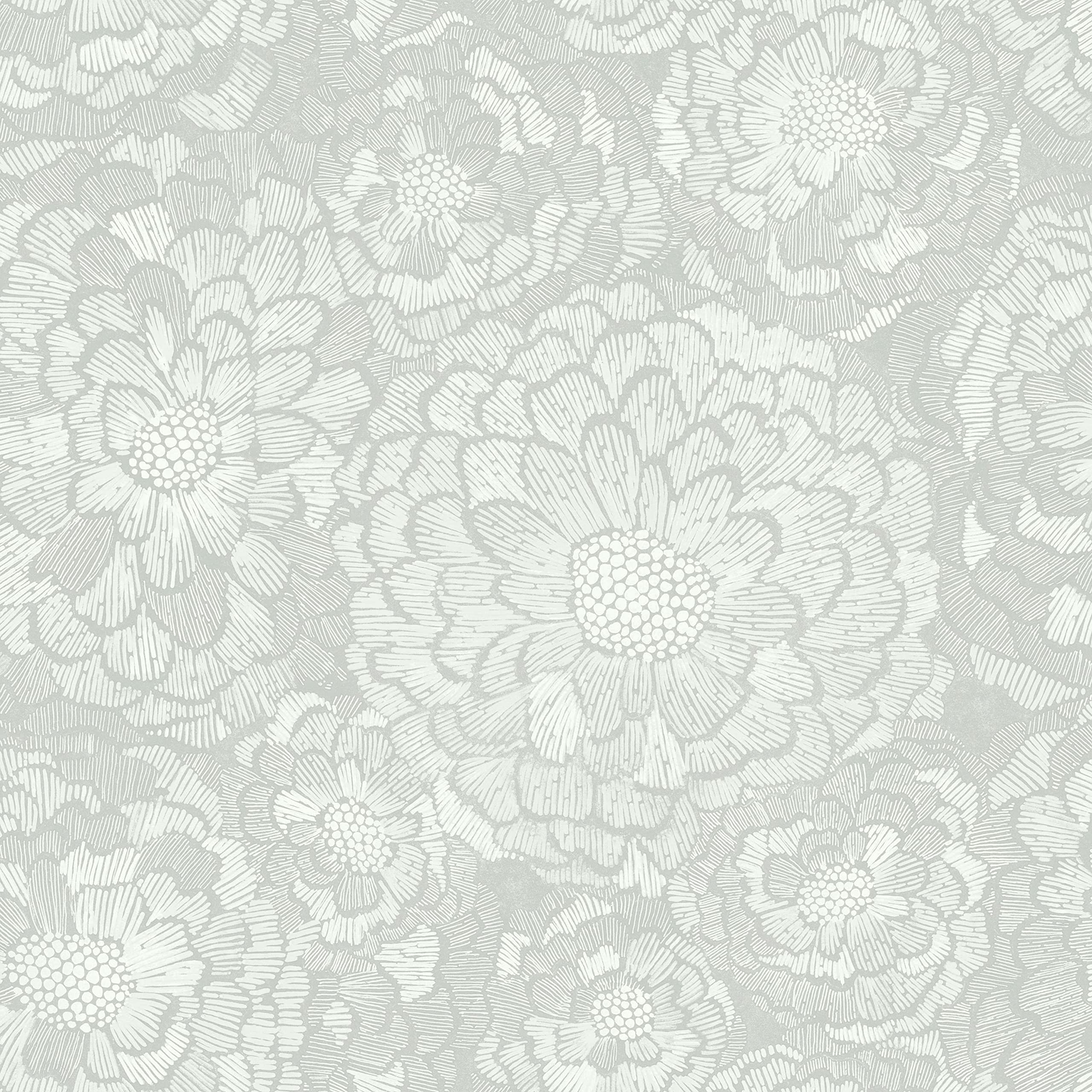 RoomMates RMK12108WP Gray and White Zen Dahlia Peel and Stick Wallpaper | Amazon (US)