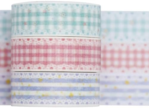 YUBBAEX Cute Printed Washi Tape 3 Rolls Japanese-Style Masking Tape Set Decorative for Arts, DIY ... | Amazon (US)