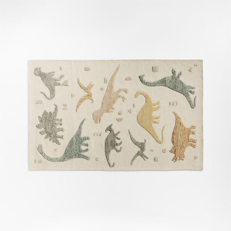 Geo-Dino Kids Hand-Tufted Wool Dinosaur Kids Rug 5x8 + Reviews | Crate & Kids | Crate & Barrel