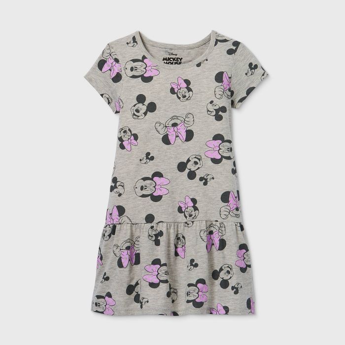 Girls' Disney Minnie Mouse A-Line Dress - Gray | Target