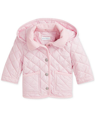 Polo Ralph Lauren Baby Girls Quilted Hooded Coat - Macy's | Macy's