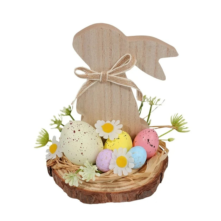 Easter Bunny Wooden Tabletop Decor, Easter Egg Ornaments, Easter Decorations for the Home, Rustic... | Walmart (US)