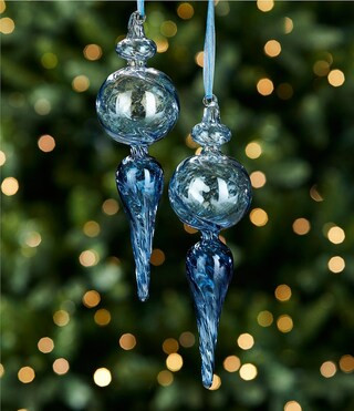 Southern Living Merry and Bright Collection Swirled Ombre Glass Finial Ornament, Set of 2 | Dilla... | Dillard's