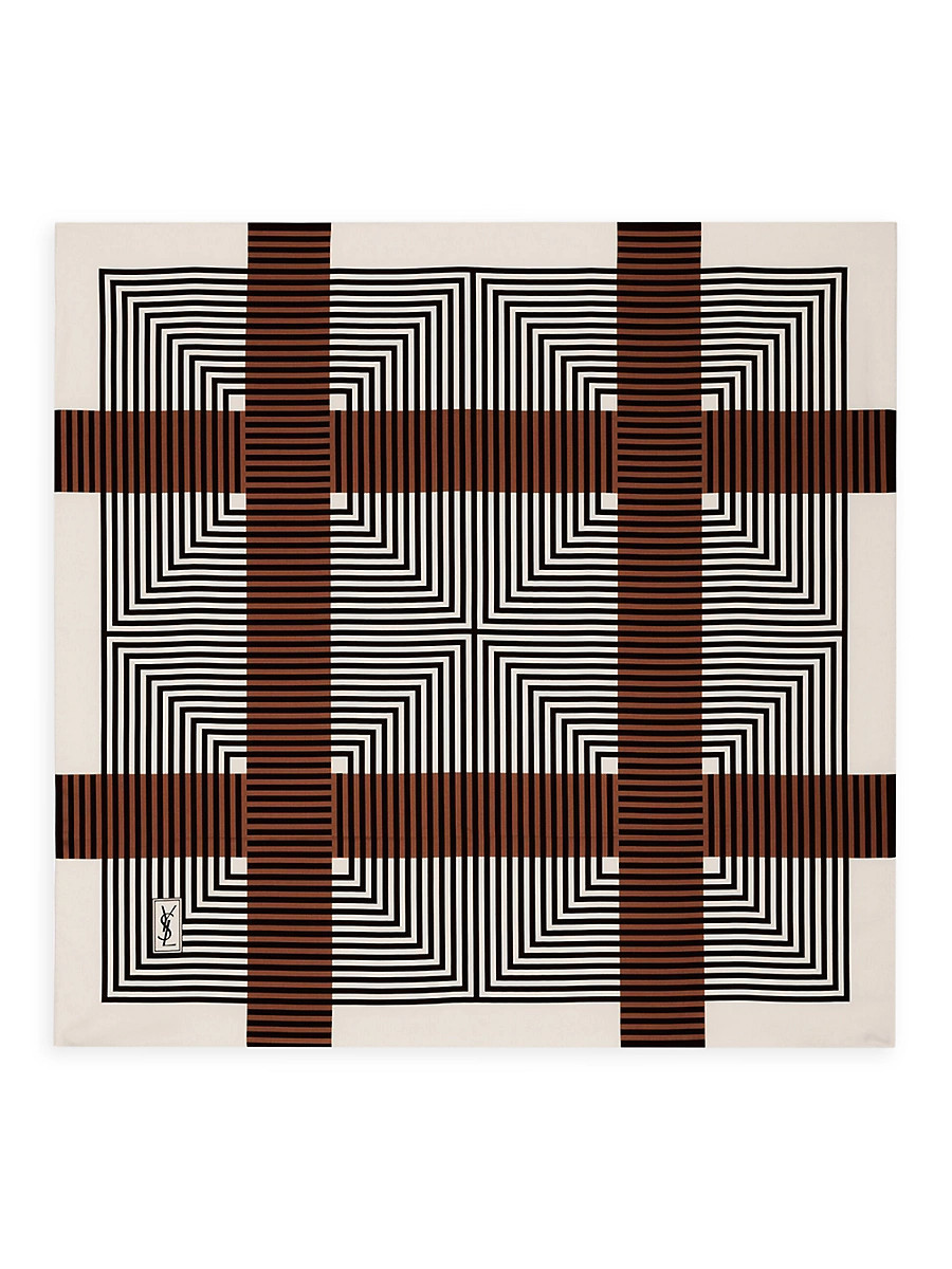 Women's Square Scarf in Silk Twill - Ivory Red | Saks Fifth Avenue