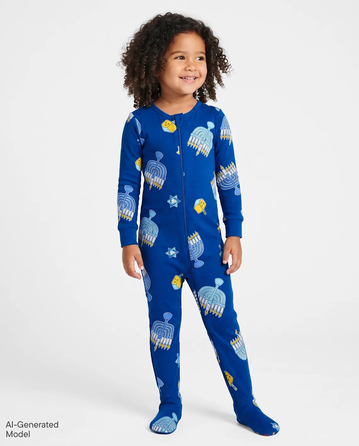 Baby And Toddler Matching Family Hanukkah Snug Fit Cotton Footed One Piece Pajamas - blue | The Children's Place