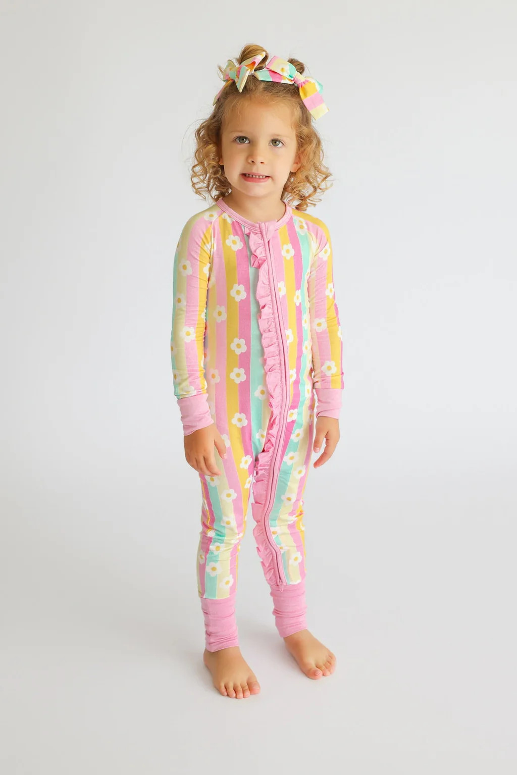 DAISY STRIPE DELIGHT DREAM RUFFLE ROMPER | Dream Big Little