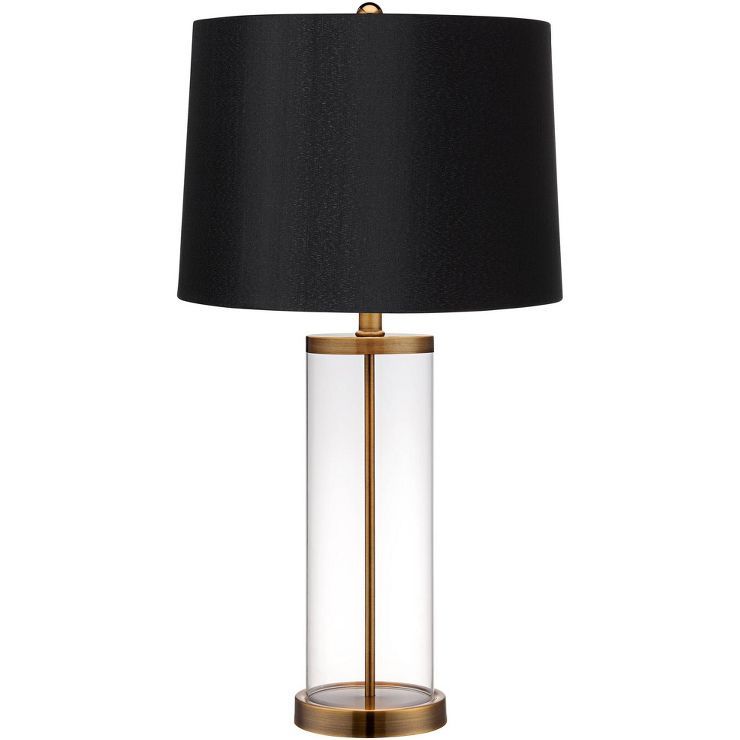 360 Lighting Table Lamp Fillable 26" High Clear Glass Gold Cylinder Black Hardback Drum Shade for... | Target
