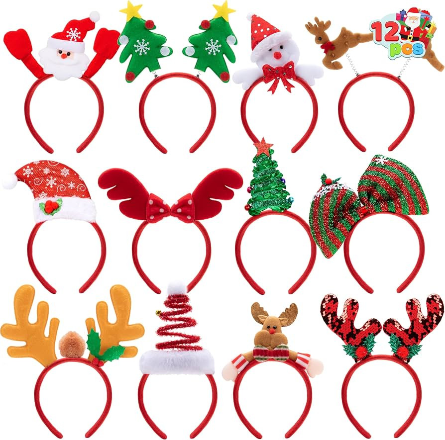 JOYIN 12 Packs Christmas Headbands with Assorted Design Christmas Headwear Holiday Headbands Acce... | Amazon (US)