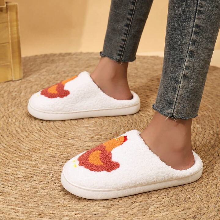 Women's/Unisex Cartoon Chicken Design Memory Foam Anti-Slip House Slippers, Autumn/Winter | SHEIN