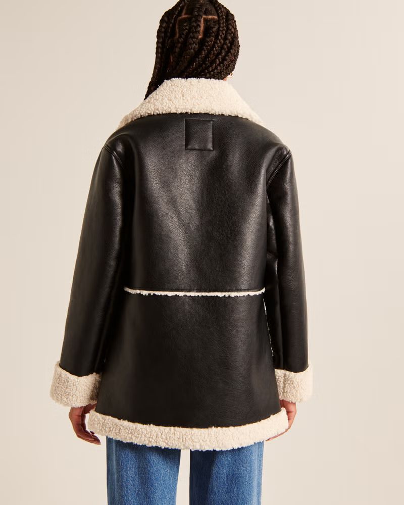 Vegan Leather Shearling Jacket | Abercrombie & Fitch (US)