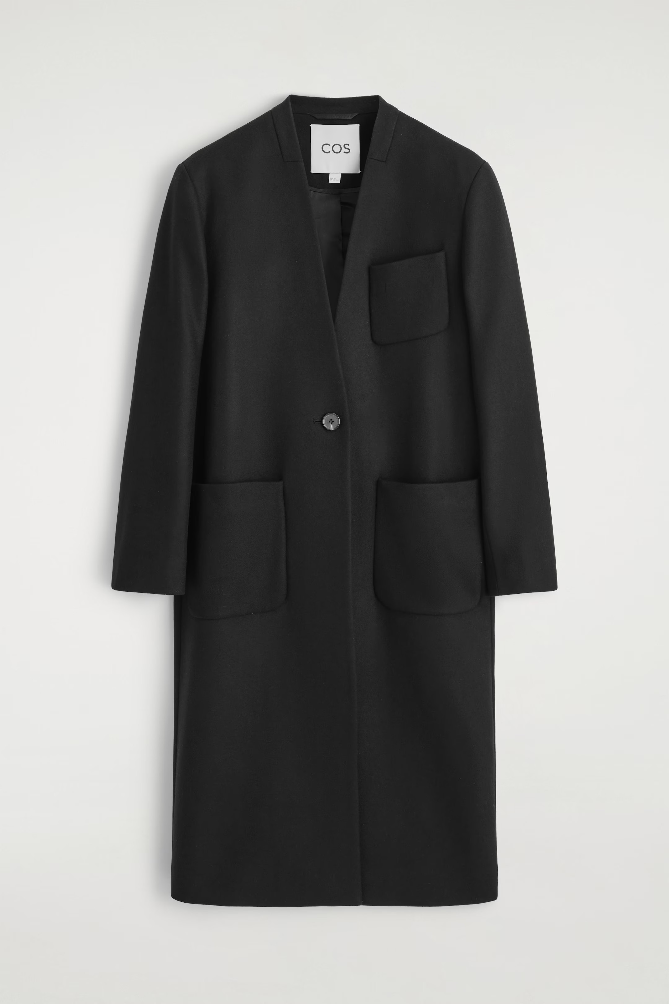 COLLARLESS WOOL-CASHMERE COAT - BLACK | COS | COS UK