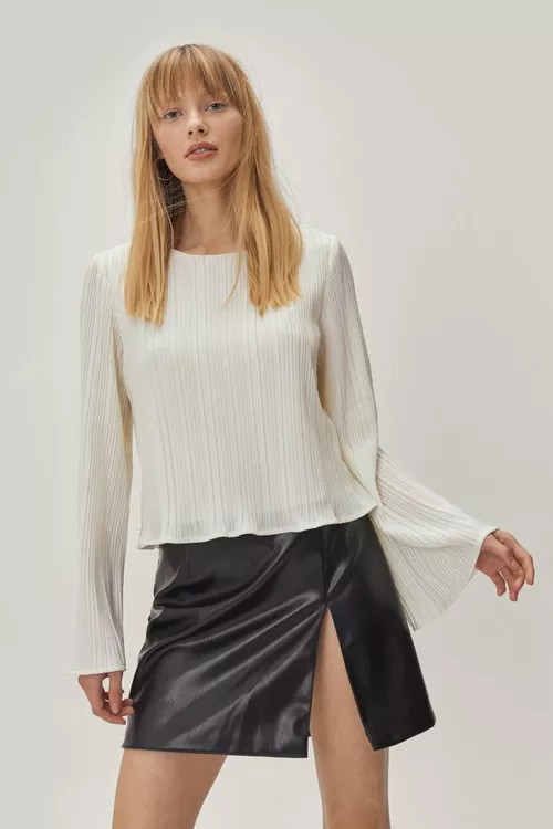 Open Back Plisse Long Sleeve Top | NastyGal (UK, IE)