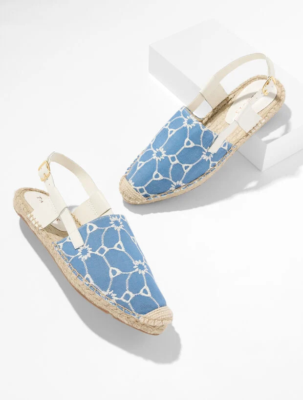 Isla Floral Chambray Espadrille Slingback Flats | Talbots