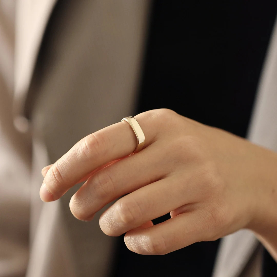 Square Gold Ring, 14k Solid Gold Ring, Square Shaped Ring, 3mm 5mm Simple Ring, Minimalist Ring, ... | Etsy (US)