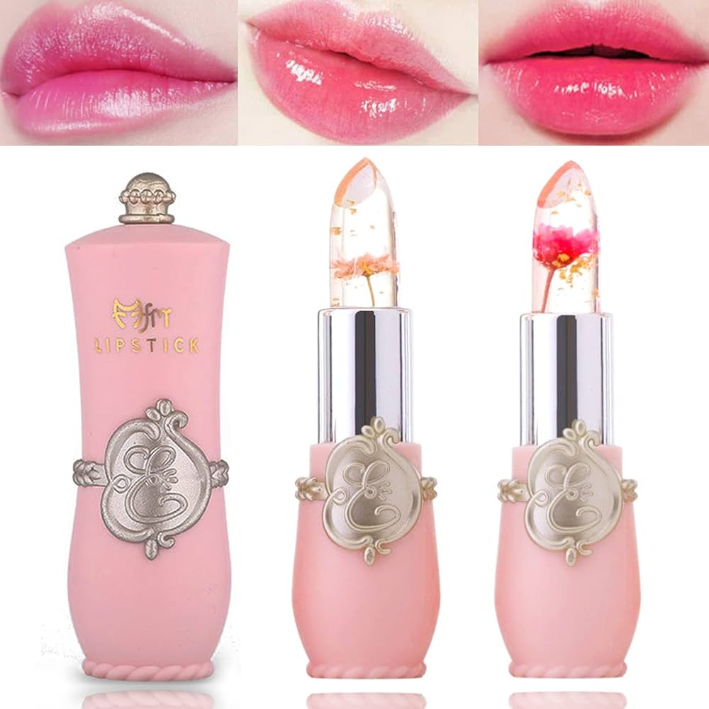 2 Pack Crystal Flower Jelly Lipstick,Magic Color Changing, PH Clear Temperature Lip Gloss/Balm,Lo... | Amazon (US)