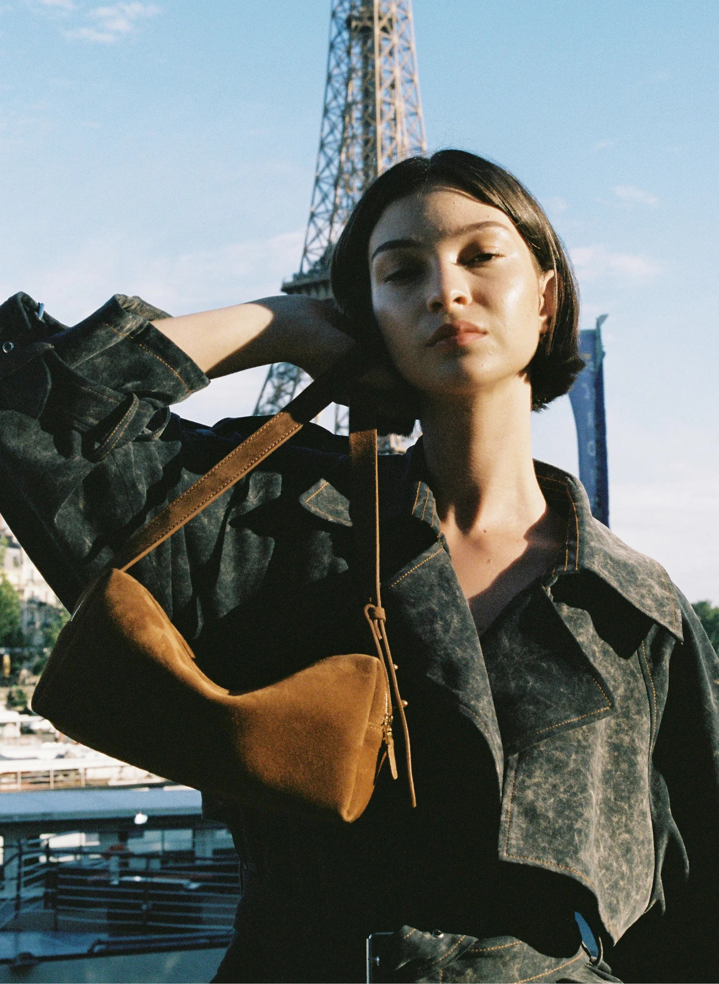 Trousse Suede Cognac - Luxury Suede Bag - Elleme | Elleme