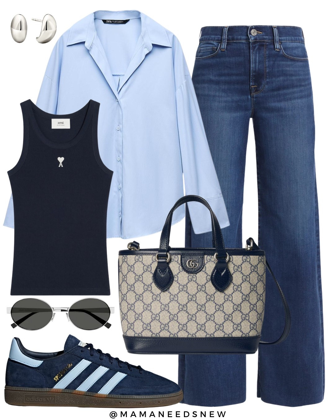 A casual spring outfit with a shirt, tank top, jeans, tote bag & sneakers 🩵

#LTKShoeCrush #LTKSaleAlert #LTKStyleTip