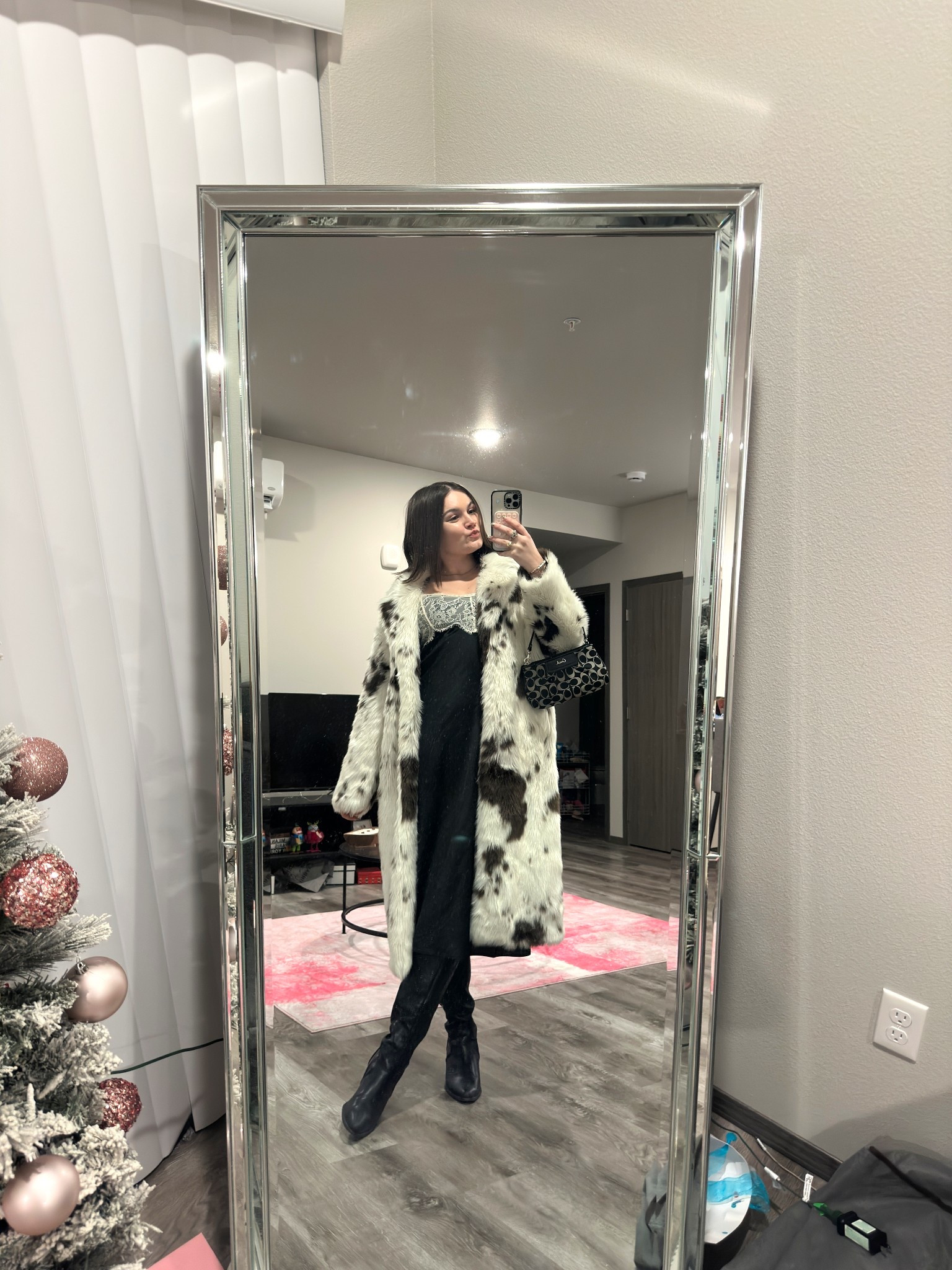 Stand out at the holiday party in this fit! I love the big fur coat against the satin slip dress 🤩

I’m wearing a L dress and coat with size 9 boots

#LTKootd #LTKHoliday #LTKMidsize