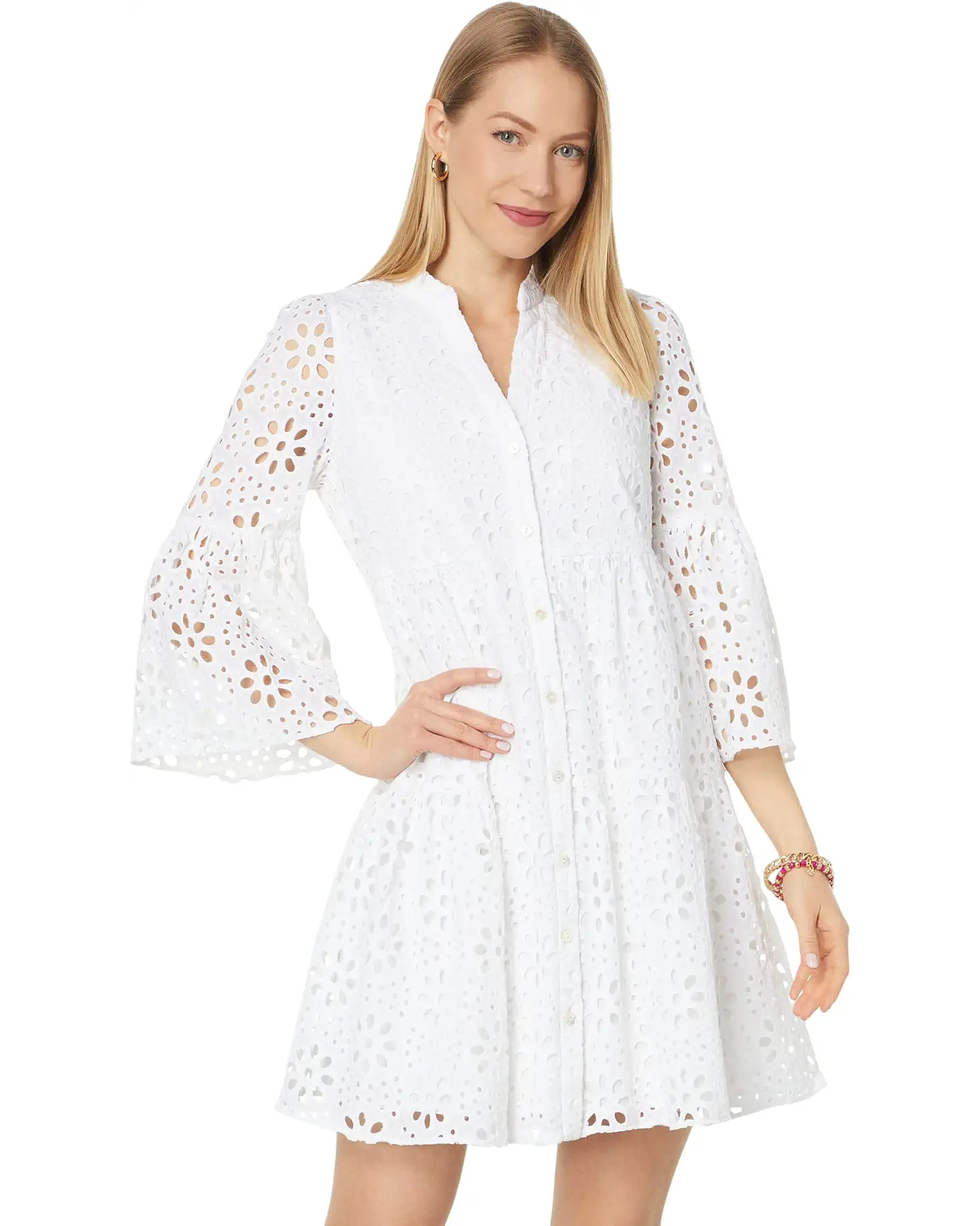 Lilly Pulitzer 3/4 Sleeve Hazelanne Eyelet Dress | Zappos