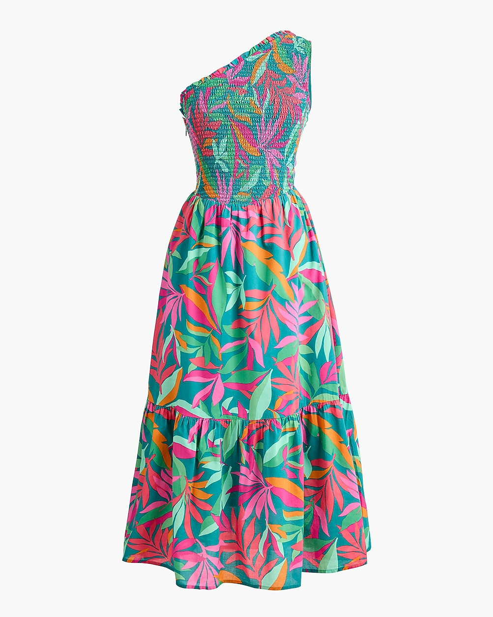 One-shoulder smocked midi dress | J.Crew Factory