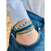 Braided Bracelet Set For Women || Teal & Gold Waterproof Beach Her Casual Summer Gift Teenage Girl U | Etsy (US)