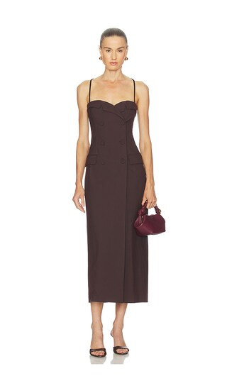 Noeme Midi Dress in Oxblood | Revolve Clothing (Global)