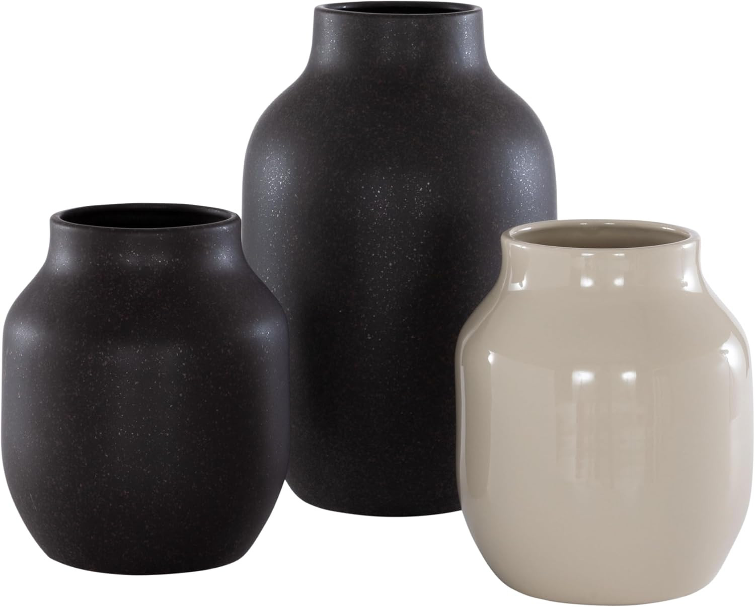 SAFAVIEH Home Collection Raya Charcoal/Beige Ceramic Decorative Vase Set of 3 | Amazon (US)
