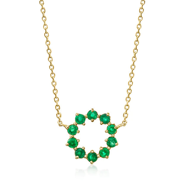 RS Pure by Ross-Simons Emerald Circle Necklace in 14kt Yellow Gold | Shop Simon