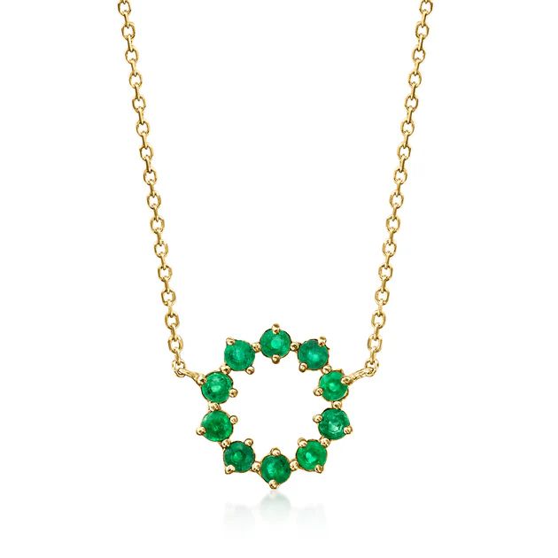 RS Pure by Ross-Simons Emerald Circle Necklace in 14kt Yellow Gold | Shop Premium Outlets
