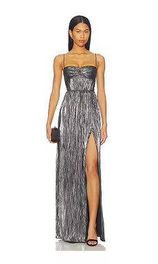 Lovers and Friends Emmy Gown in Silver & Black Metallic from Revolve.com | Revolve Clothing (Global)