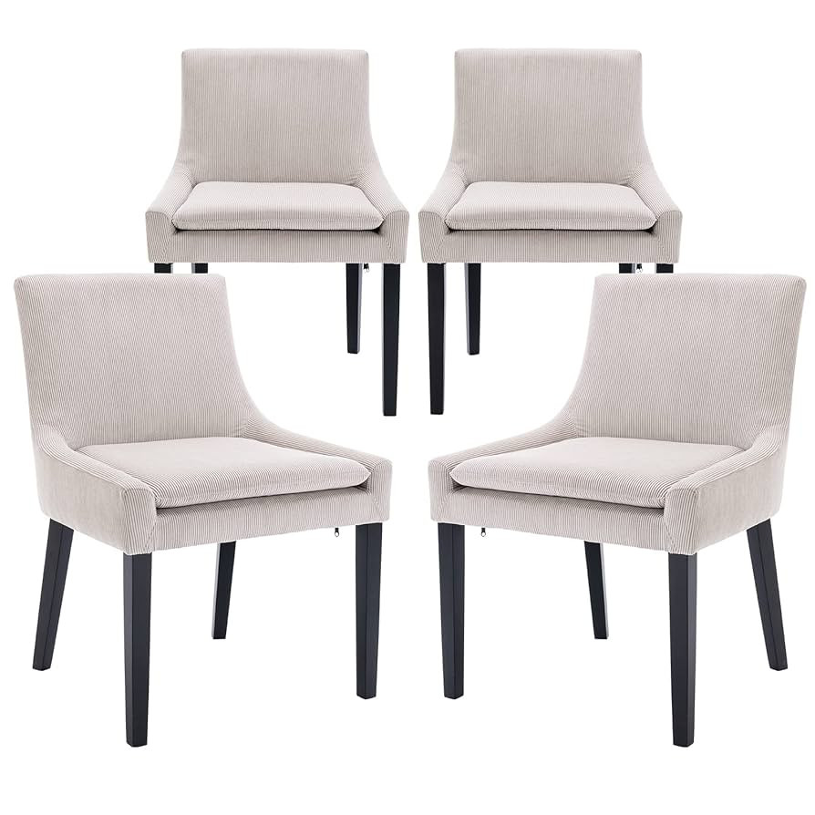 COLAMY Modern Dining Chairs Set of 4, Upholstered Corduroy Accent Side Leisure Chairs with Mid Ba... | Amazon (US)
