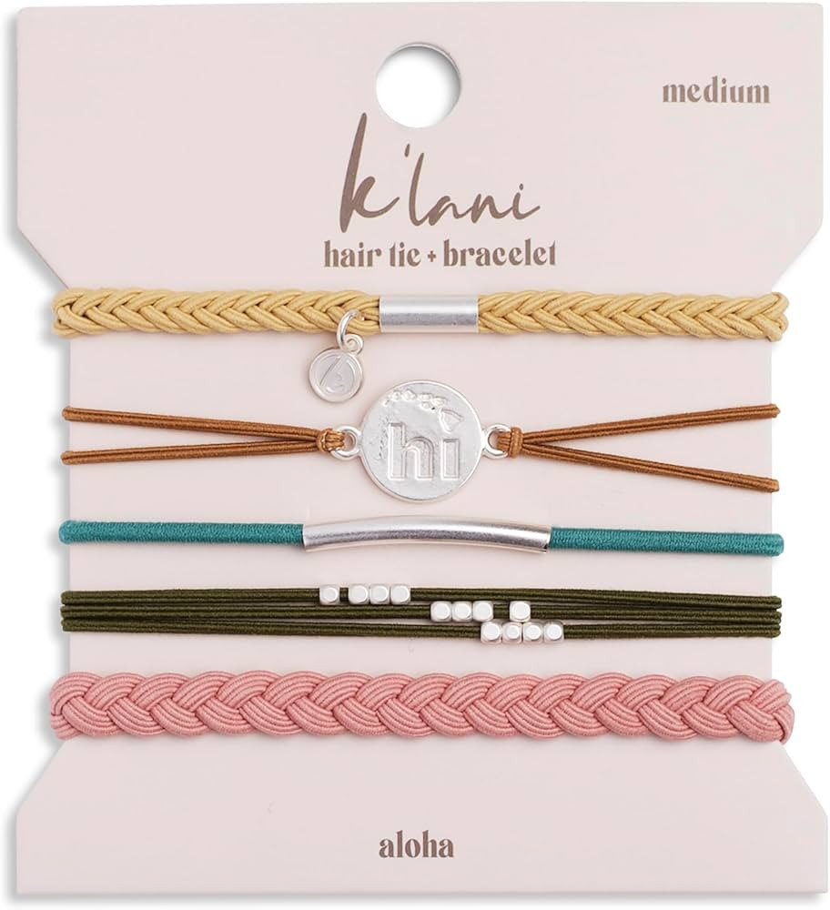 K'lani Hair Tie Bracelets for Women - Elastic Hair Bands That Double as Stylish Jewelry - Aloha -... | Amazon (US)