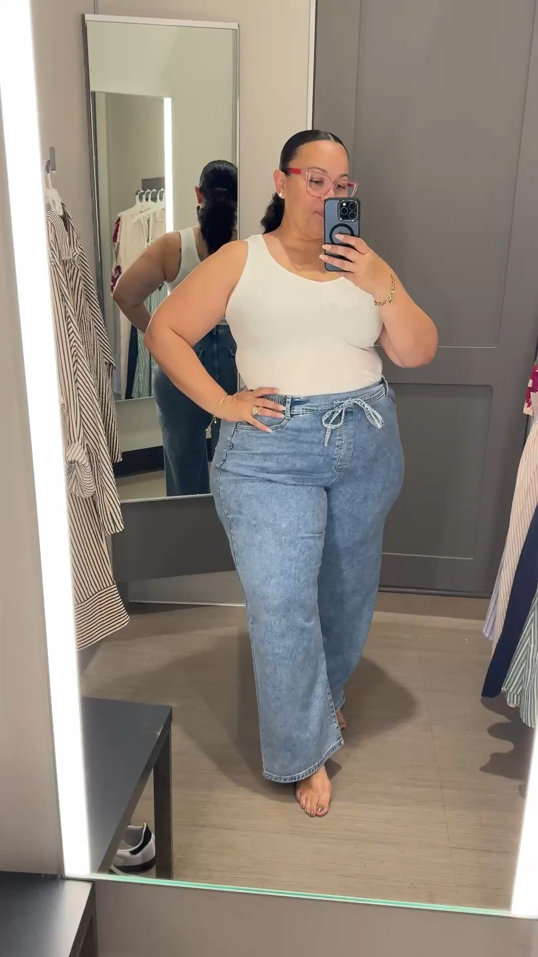 High rise tie front plus size jeans! These fit so good I’m wearing an 18 and a 1X in the shirt! 

#LTKPlusSize #LTKmomlife #LTKootd