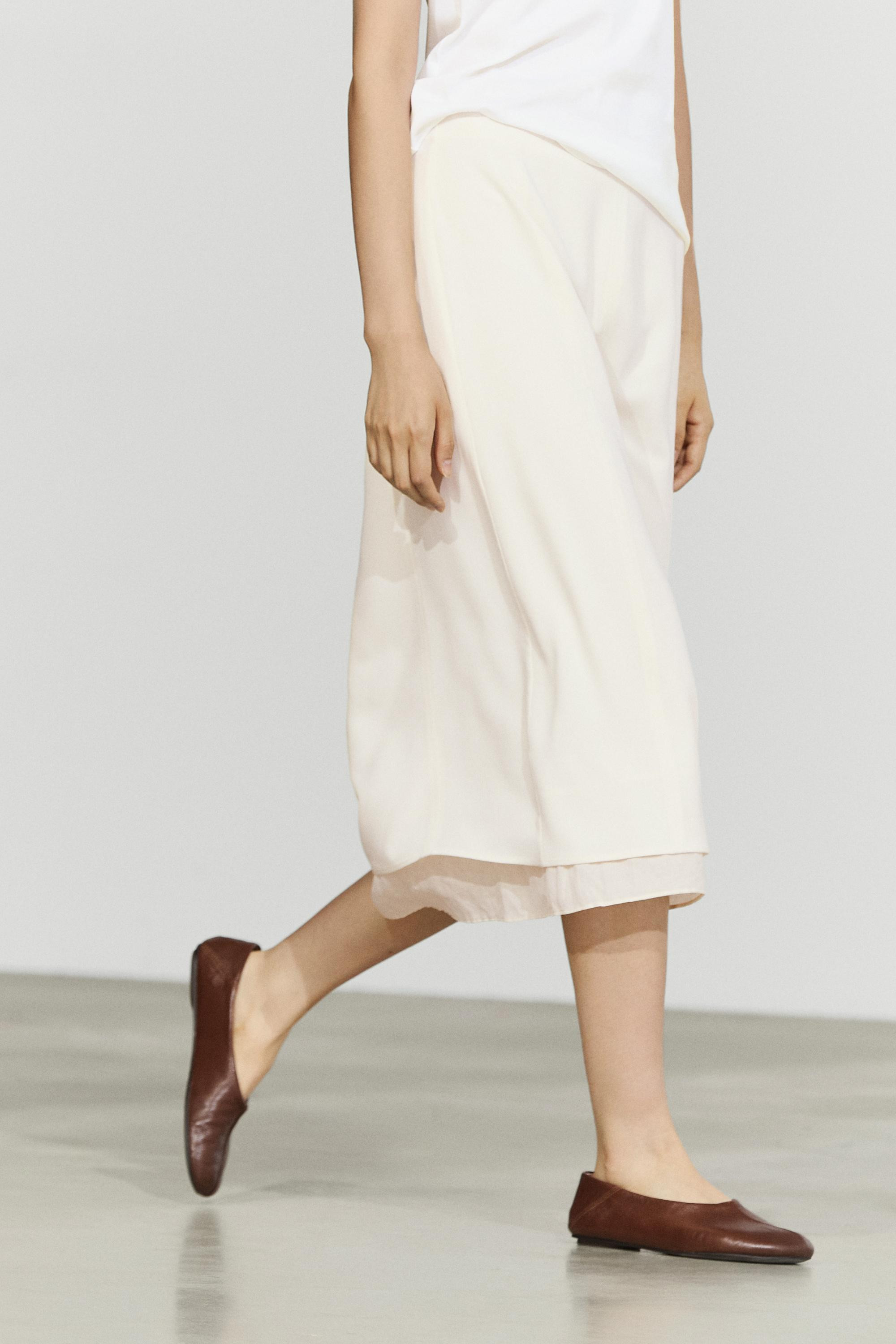 Double-layered midi skirt with seam detail | Massimo Dutti UK